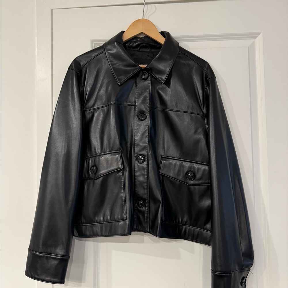 Vegan Leather Short Black Jacket